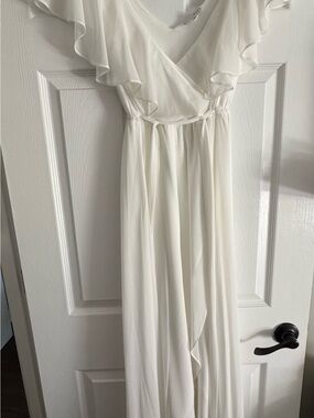Baltic Born Ivory Ruffle V-Neck Maxi Dress